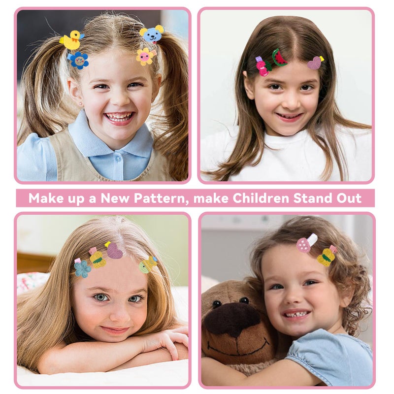 RIMOBUL 15 Pieces Girl Hair Clips Cute Barrettes Crocheted Hair Accessories Flower Fruit Animal Pattern Hair Clip Ice Cream Hair Clip for Girl,Heart Hairpins,Assorted Styles - Image 3